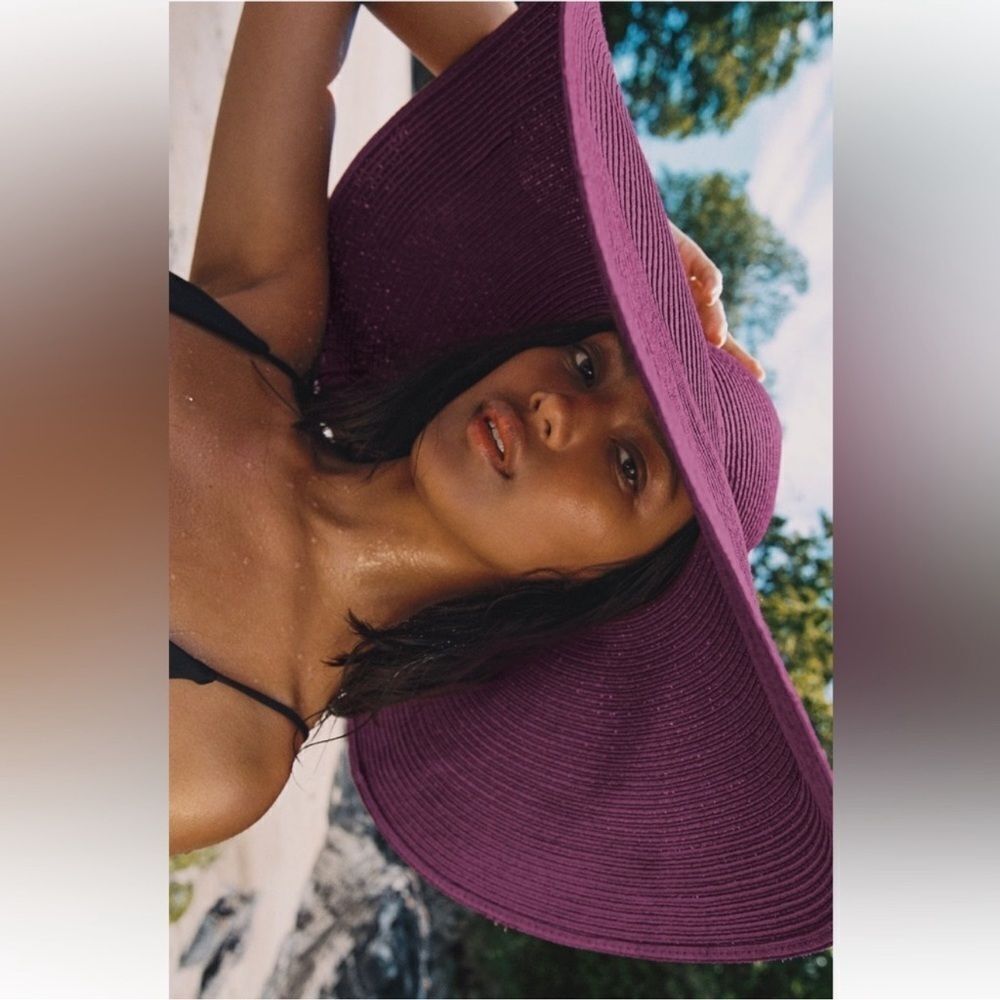 Zara purple large brim picture hat